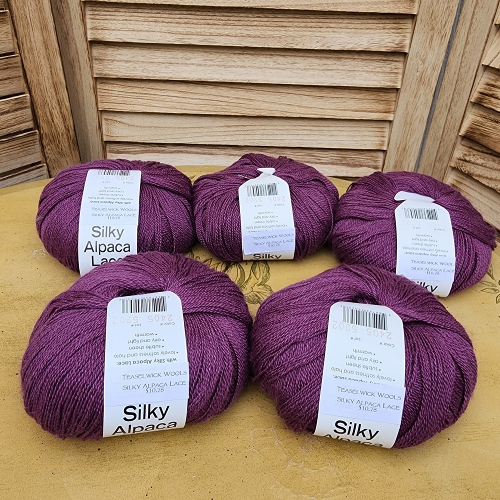 Classic Elite Yarns 5 Skeins Purple Alpaca Silk Lace Yarn 2405 Same Dye Lot